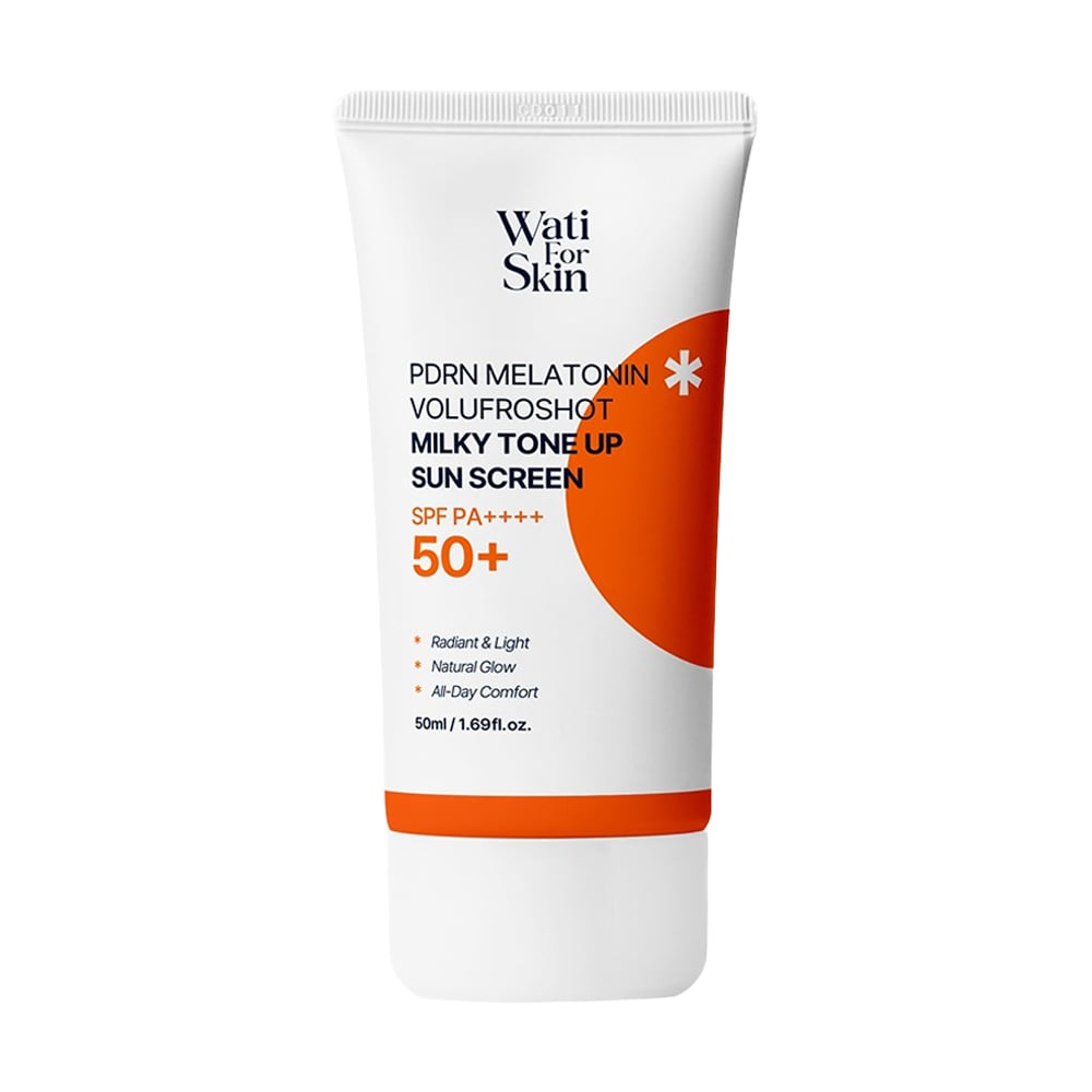 Сонцезахисний тонувальний крем для обличчя Wati For Skin PDRN Melatonin Volufroshot Milky Tone Up Sun Screen SPF 50+ PA++++, 50 мл